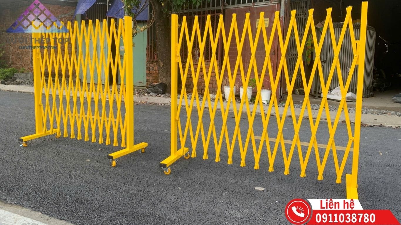 Hàng rào xếp di động gấp gọn kéo dãn rào chắn công trình và sự kiện