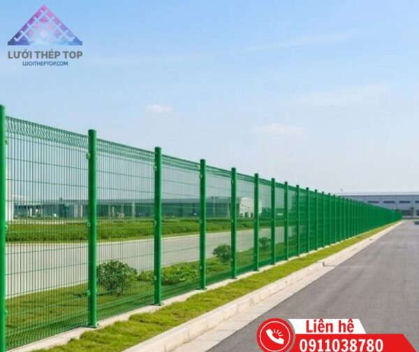 Mẫu hàng rào gập đầu tam giác hoàn thiện bằng công nghệ phun sơn tĩnh điện màu xanh