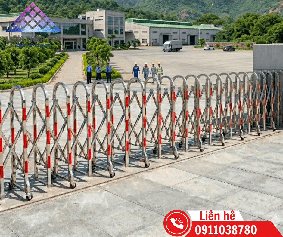 Hàng rào an ninh chữ U di động có bánh xe