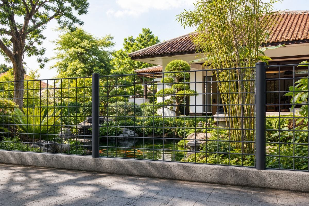 Hàng rào lưới thép hàn bước ô lớn 100x100mm nhà vườn thoáng
