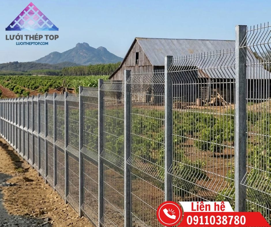 cận cảnh lưới thép hàng rào cho trang trại