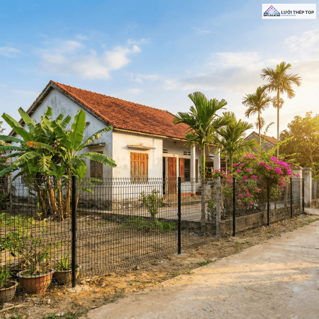 Hàng rào lưới thép hàn sơn tĩnh điện cho nhà cấp 4