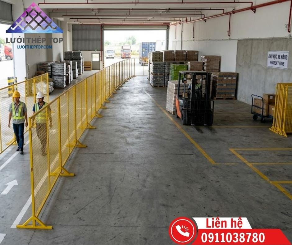 Hàng rào lưới thép hàn di động cho nhà xưởng