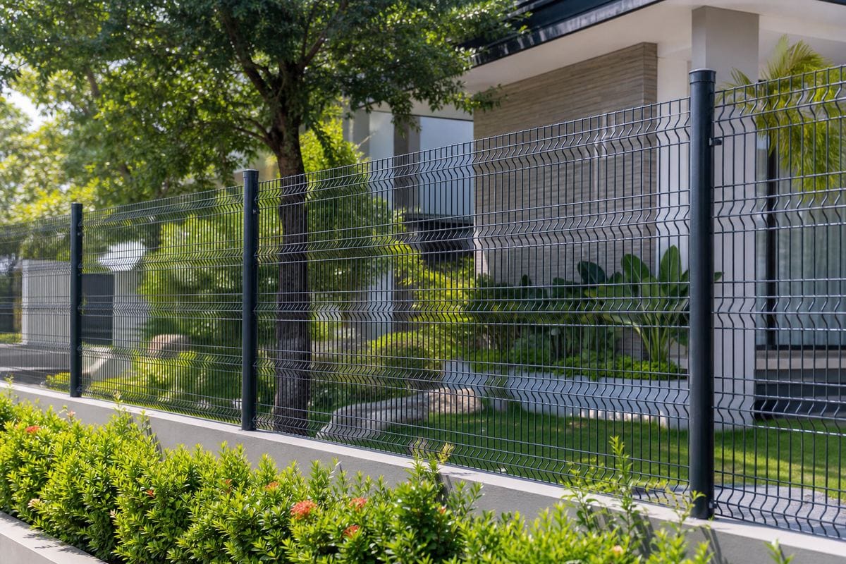 Hàng rào lưới thép hàn chấn sóng nhà vườn hiện đại